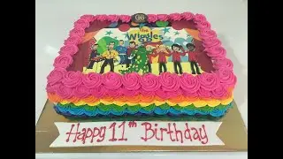 THE WIGGLES rainbow cheese cream rosette cake