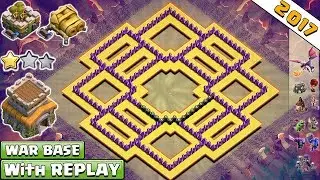 BEST! NEW Anti 2 Star Town Hall 8 (Th8) Clan-War Base 2017 With Replay Proof Vs Anti Dragon