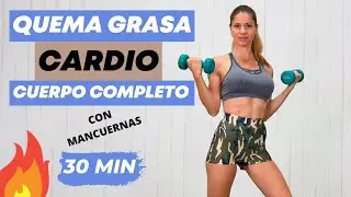 CARDIO PARA QUEMAR GRASA EN TODO EL CUERPO (con mancuernas) 💚 quema 500 calorias en casa gymbyb