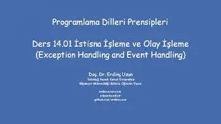 PDP 14.01 İstisna İşleme ve Olay İşleme (Exception Handling and Event Handling)
