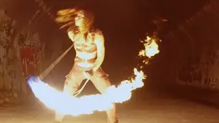 Fire Spinner in Slow Motion