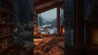 Healing Winter Cabin Night | Soft Fireplace Crackles and Gentle Snowfall for Deep Sleep