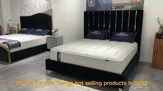 Modern Velvet Upholstered Bed With Silver Metal Frame - LEIZI Furniture - Custom Made Bed Mattress