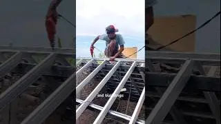 Light steel roof installation process #construction #building #satisfying #roofing