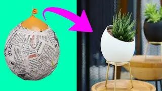 DIY Plant Pot With White Cement | Cement Craft Ideas | Easy Cement Pottery Making