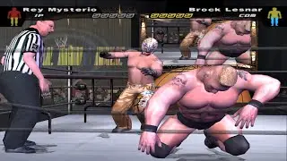 #wwesmackdown table Full match Rey Mysterio   Vs Brock Lesnar WWE SmackDown! Here Comes the Pain