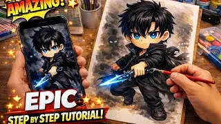 How to Draw Sung Jin-Woo in Chibi Style Step by Step | Solo Leveling Drawing Tutorial