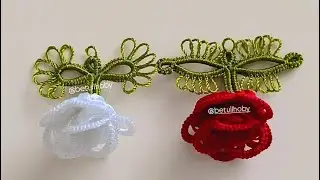 Mekik oyası dolgulu yapraklı gül yapılışı 🌹
