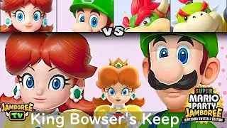 Super Mario Party Jamboree Daisy and Luigi vs Bowser and Bowser Jr in King Bowser's Keep