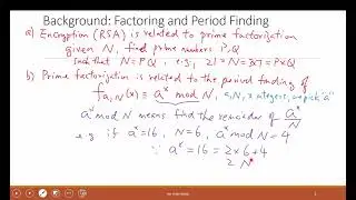 L23 - Shor's Algorithm Part 1, Period Finding, Prime Factorization