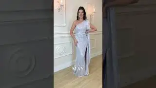 Vestido de festa longo em paet&ecirc; nula manga e fenda - Prata