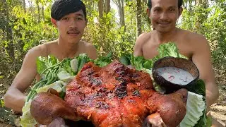 Boil head pig and grilled with Prahok Sauce So Delicious - My Skill Cooking