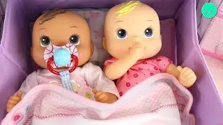 Mis bebés Mellizos COMEN PAPILLA la rutina de Mickey y Minnie en BB Juguetes