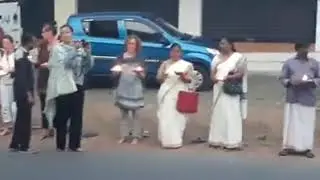 Ayyappa Jyothi - Foreigners  line up with lamps lit on Kerala roads to  Preserve Hindu culture.