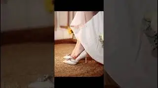 White rhinestone wedding high heels try on  #shoes #heels #wedding