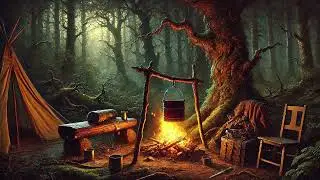 Forest Camp Ambience | Crackling Fire & Night Sounds | No Music