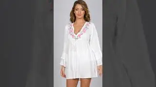 Studio - Ocean Tropic Embroidered Tie Front Kaftan