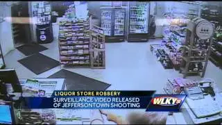 Surveillance video shows attempted robbery, shooting at Jeffersontown liquor store
