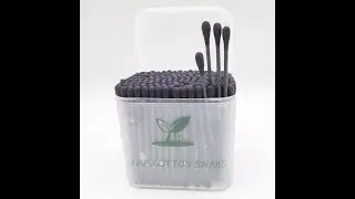 high quality custom Black paper stick makeup soft cotton bud charcoal Natural cotton swab