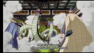 PANDA DOING THE ROCK ON SIGN. One piece episode 928 lmao