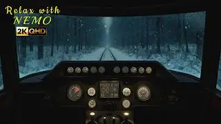 ❄️ Relaxing Snowy Night Train Cab Journey 🚆 Dimly Lit Train Locomotive Cockpit Ambience for Sleeping