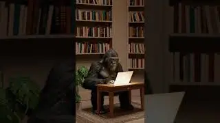 gorilla works hard on computer #gorilla #lol