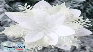 12 Pcs Poinsettia Artificial Christmas Flowers Decorations with Clips and Stems Glitter Review