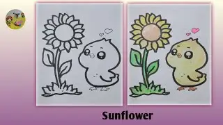 How to draw sunflower 🌻 / sunflower drawing/sunflower 🌻 color