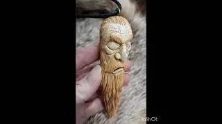 Viking God Odin amulet with ravens. Moose antlers hand-carved. Scandinavian pendant. Norse jewelry.