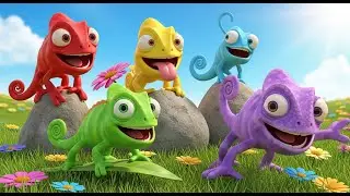Fünf kleine Chamäleonbabys krabbeln, krabbeln | Buntes Farben-Lied & Kinderlieder