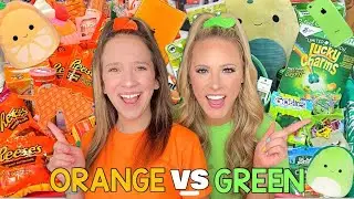 GREEN 🥑🐛🍀 VS ORANGE 🥕🏀🍊 TARGET SHOPPING CHALLENGE!