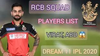 RCB SQUAD 2020 || DREAM 11 IPL 2020