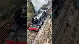 LMS 8F leaves Haworth Station on the KWVR #trainspotting #trainspotter #railway #steamtrain #steam