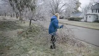 Ice storm damage in Ypsilanti, Michigan