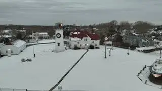 Chatham, Cape Cod Lighthouse and Coast Guard Station Aerial : Stock footage #568B