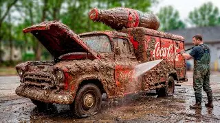 First Wash of Abandoned Coca-Cola Truck | Removing 50 Years of Dirt From Forgotten Coke Truck