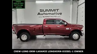 2017 RAM 3500 LARAMIE LONGHORN CUMMINS DIESEL DELMONICO RED 4K WALKAROUND 14857Z SOLD!