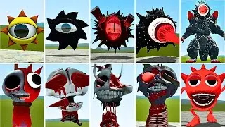 NEW MR BLACK SUN SPRUNKI VS ALL RADDY RED SPRUNKI MONSTER In Garry's Mod Gmod!