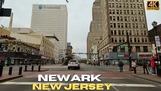Driving Downtown Newark New Jersey 4K
