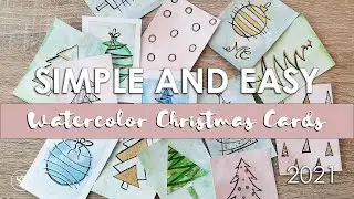 Simple and easy watercolor Christmas cards 2021 - DIY