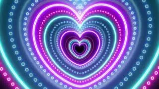 1 Hour Glowing Love Heart Tunnel | Neon Loop Romantic Heart Abstract Background | Loop Matrix