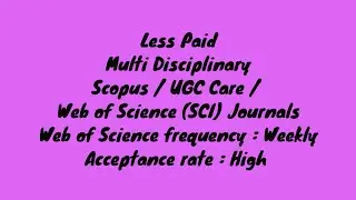 Unpaid / less paid /SCOPUS indexed /SCI / SSCI Journals/ UGC care | Fast publication 2021 journals