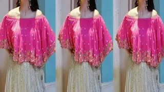 Latest Party Wear Cape Crop Top Lehnga Design//Beautiful Short Shrug Design 2019_2020