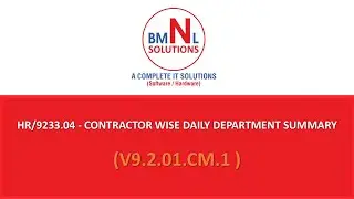 Contractor Wise Daily Department Summary | HRMS CCMS v9.2.01.Cm.1 Tutorial | #BMNLsolutions