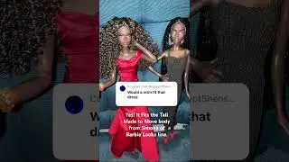 Tall Barbie MTM body (Simone, Barbie Looks) swap with the 45th anniversary first black Barbie.