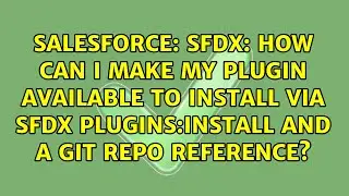 SFDX: How can I make my plugin available to install via sfdx plugins:install and a git repo...