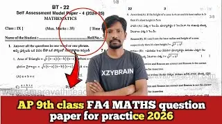 Ap 9th class FA4 MATHS question paper 2026 || FA4 9th MATHS question paper 2026 || Fa4 MATHS paper