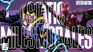Drawing Static and Miles Morales with Cel-Shading Colors