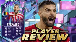 THIS GAMEPLAY IS HORRIBLE! 91 FLASHBACK CARRASCO PLAYER REVIEW! - OBJ PLAYER - FIFA 23 Ultimate Team