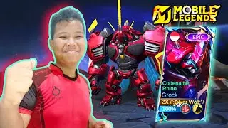 SOLO RANK PLAY GROCK REVAMP USING THE CODENAME RHINO SKIN THE ROBOT BEETLE🐞!! - Mobile Legends